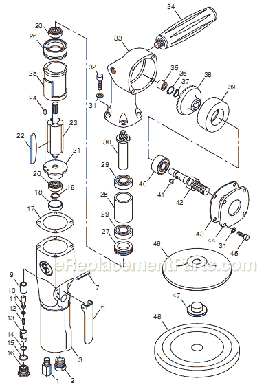 Page A Diagram and Parts List for CP869S T019387 Chicago Pneumatic Sander